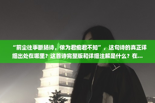 “前尘往事断肠诗，侬为君痴君不知”，这句诗的真正详细出处在哪里？这首诗完整版和详细注解是什么？在...