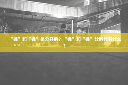 “姓”和“姓”是分开的？“姓”和“姓”分别代表什么？