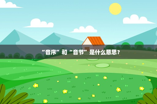 “音序”和“音节”是什么意思？