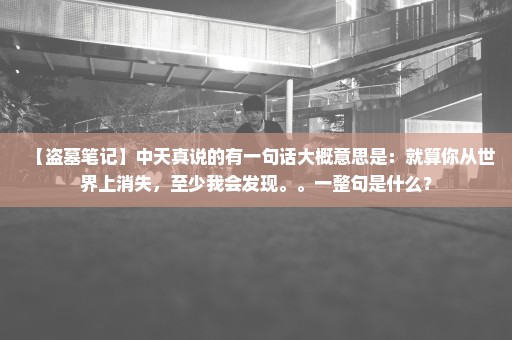 【盗墓笔记】中天真说的有一句话大概意思是：就算你从世界上消失，至少我会发现。。一整句是什么？