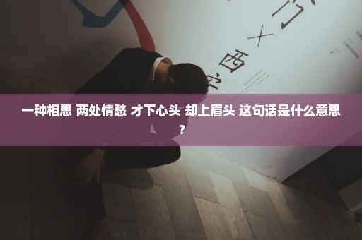 一种相思 两处情愁 才下心头 却上眉头 这句话是什么意思？