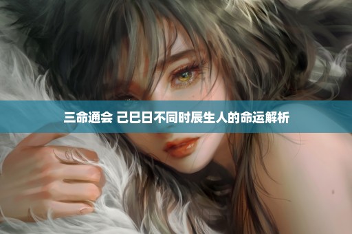 三命通会 己巳日不同时辰生人的命运解析