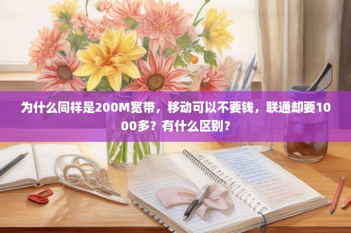 为什么同样是200M宽带，移动可以不要钱，联通却要1000多？有什么区别？