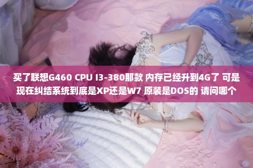 买了联想G460 CPU I3-380那款 内存已经升到4G了 可是现在纠结系统到底是XP还是W7 原装是DOS的 请问哪个好