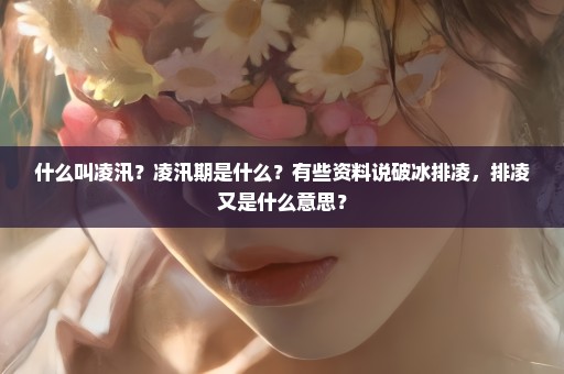 什么叫凌汛？凌汛期是什么？有些资料说破冰排凌，排凌又是什么意思？