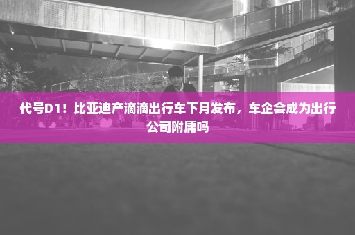 代号D1！比亚迪产滴滴出行车下月发布，车企会成为出行公司附庸吗