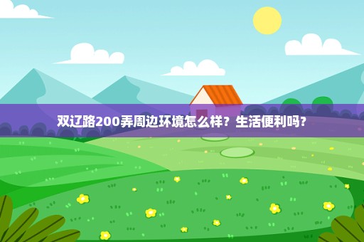 双辽路200弄周边环境怎么样？生活便利吗？