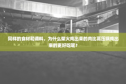 同样的食材和调料，为什么柴火炖出来的肉比高压锅炖出来的更好吃呢？