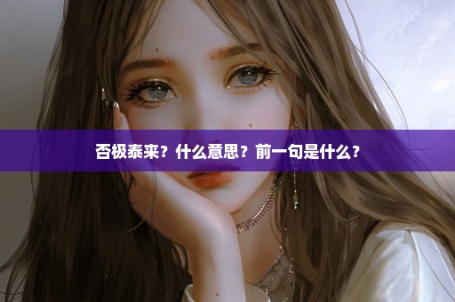 否极泰来？什么意思？前一句是什么？