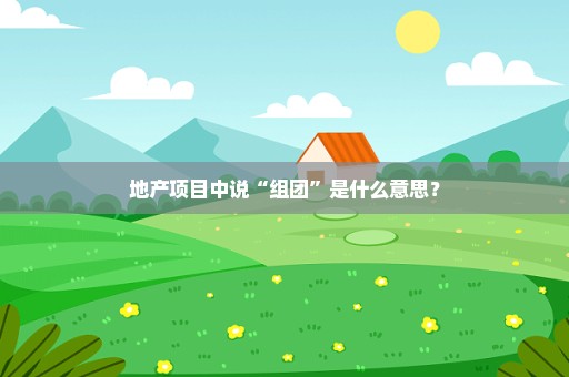 地产项目中说“组团”是什么意思？