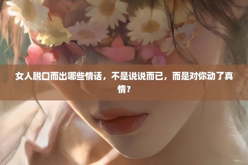 女人脱口而出哪些情话，不是说说而已，而是对你动了真情？