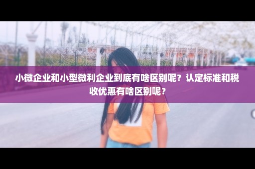 小微企业和小型微利企业到底有啥区别呢？认定标准和税收优惠有啥区别呢？