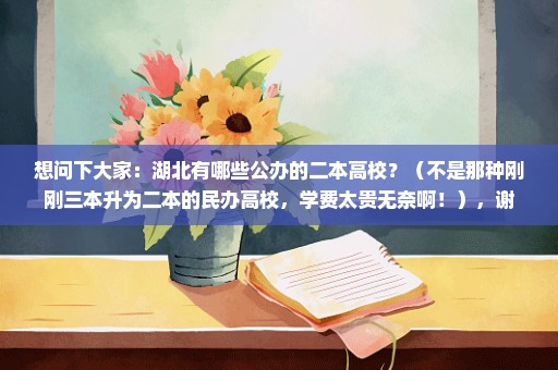 想问下大家：湖北有哪些公办的二本高校？（不是那种刚刚三本升为二本的民办高校，学费太贵无奈啊！），谢