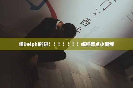 懂Delphi的进！！！！！！！编程有点小麻烦