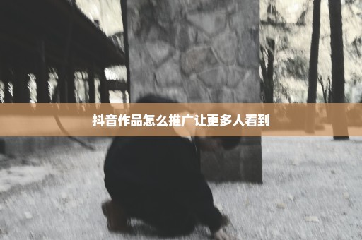 抖音作品怎么推广让更多人看到