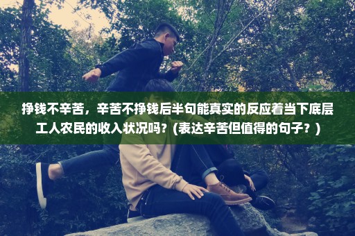 挣钱不辛苦，辛苦不挣钱后半句能真实的反应着当下底层工人农民的收入状况吗？(表达辛苦但值得的句子？)