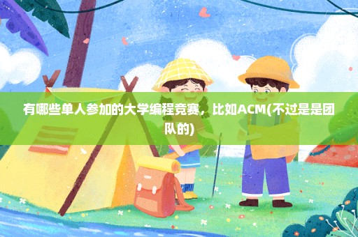 有哪些单人参加的大学编程竞赛，比如ACM(不过是是团队的)