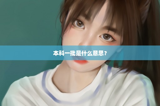 本科一批是什么意思？