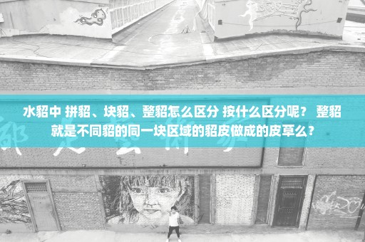 水貂中 拼貂、块貂、整貂怎么区分 按什么区分呢？ 整貂就是不同貂的同一块区域的貂皮做成的皮草么？