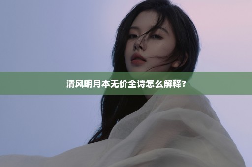 清风明月本无价全诗怎么解释？