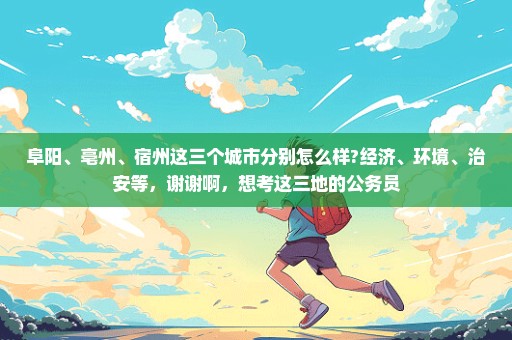 阜阳、亳州、宿州这三个城市分别怎么样?经济、环境、治安等，谢谢啊，想考这三地的公务员