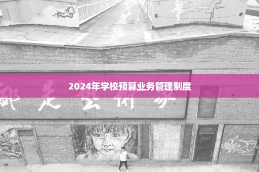 2024年学校预算业务管理制度