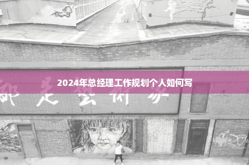 2024年总经理工作规划个人如何写