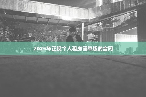 2025年正规个人租房简单版的合同