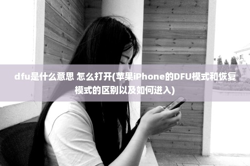 dfu是什么意思 怎么打开(苹果iPhone的DFU模式和恢复模式的区别以及如何进入)