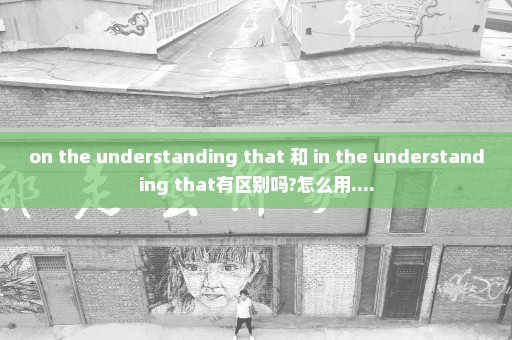 on the understanding that 和 in the understanding that有区别吗?怎么用....