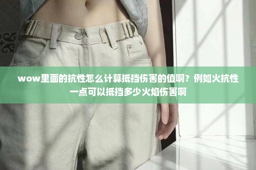 wow里面的抗性怎么计算抵挡伤害的值啊？例如火抗性一点可以抵挡多少火焰伤害啊