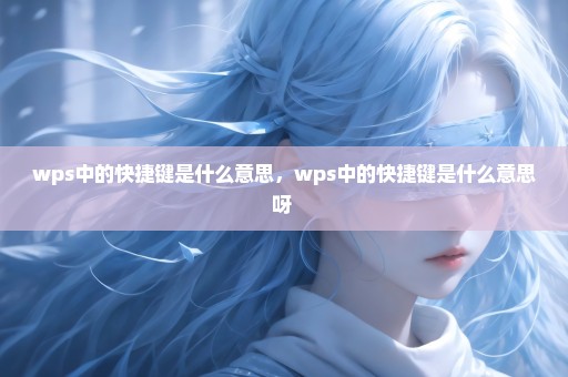 wps中的快捷键是什么意思，wps中的快捷键是什么意思呀 